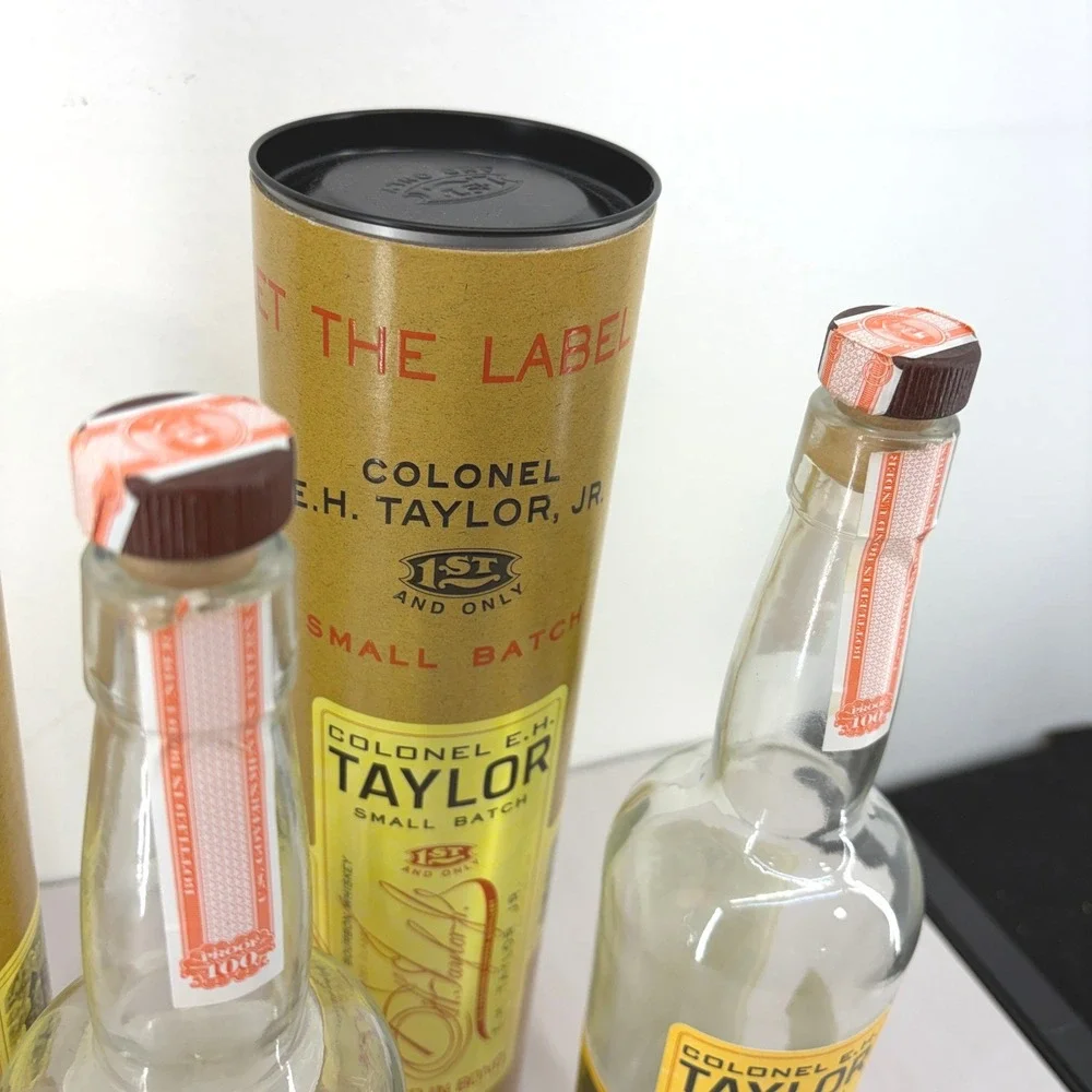 Colonel E.H. Taylor Jr Small Batch Empty Bourbon Bottles with Tube Box Lot of 2